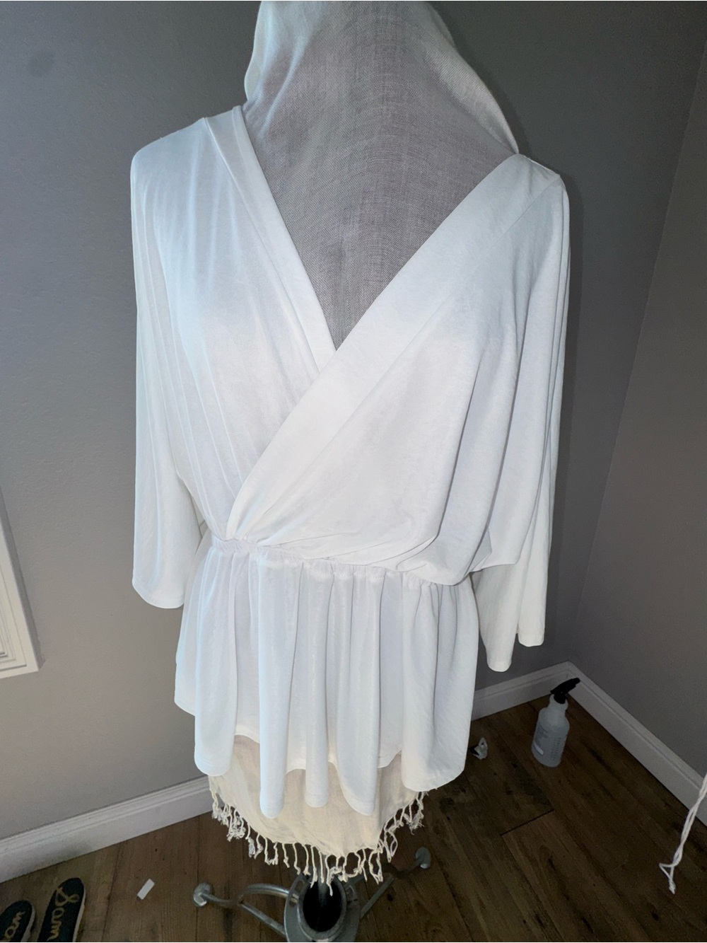 Cherish White Surplice Peplum Blouse